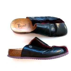 Think! Leather and Velvet Clogs